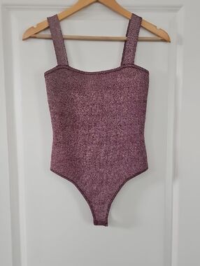 Lulu's Sparkly Mauve Knit Bodysuit Size XS
